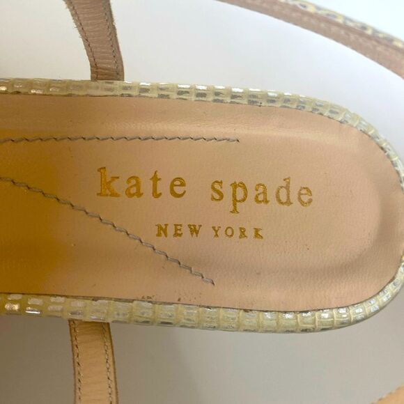 Kate Spade New York Leather Butter yellow Silver sandals bows mini heels Italy! - Picture 4 of 12
